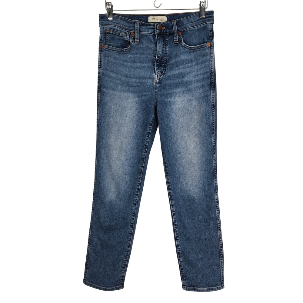 Madewell Stovepipe Jeans 26‎ High Rise Slim Straight Leg Medium Wash Blue Denim